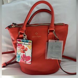 NWT Nanette Lepore “April” orange zip top satchel bag